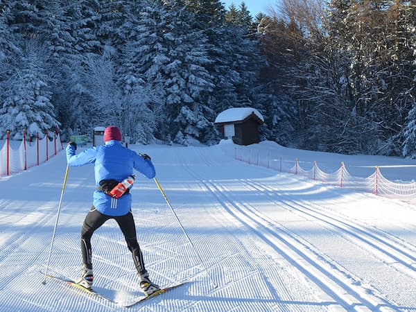 Skieur nordique sur une piste de ski de fond.